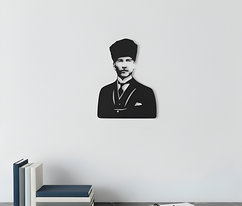EV VEYA OFİS İÇİN TASARLANMIŞ ATATÜRK DESENLİ METAL PORTRE TABLO