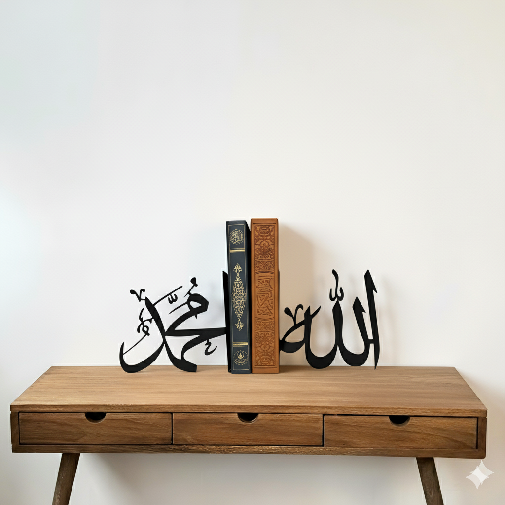 EV VEYA OFİS İÇİN TASARLANMIŞ İSLAMİ DESENLİ METAL KİTAP TUTUCU