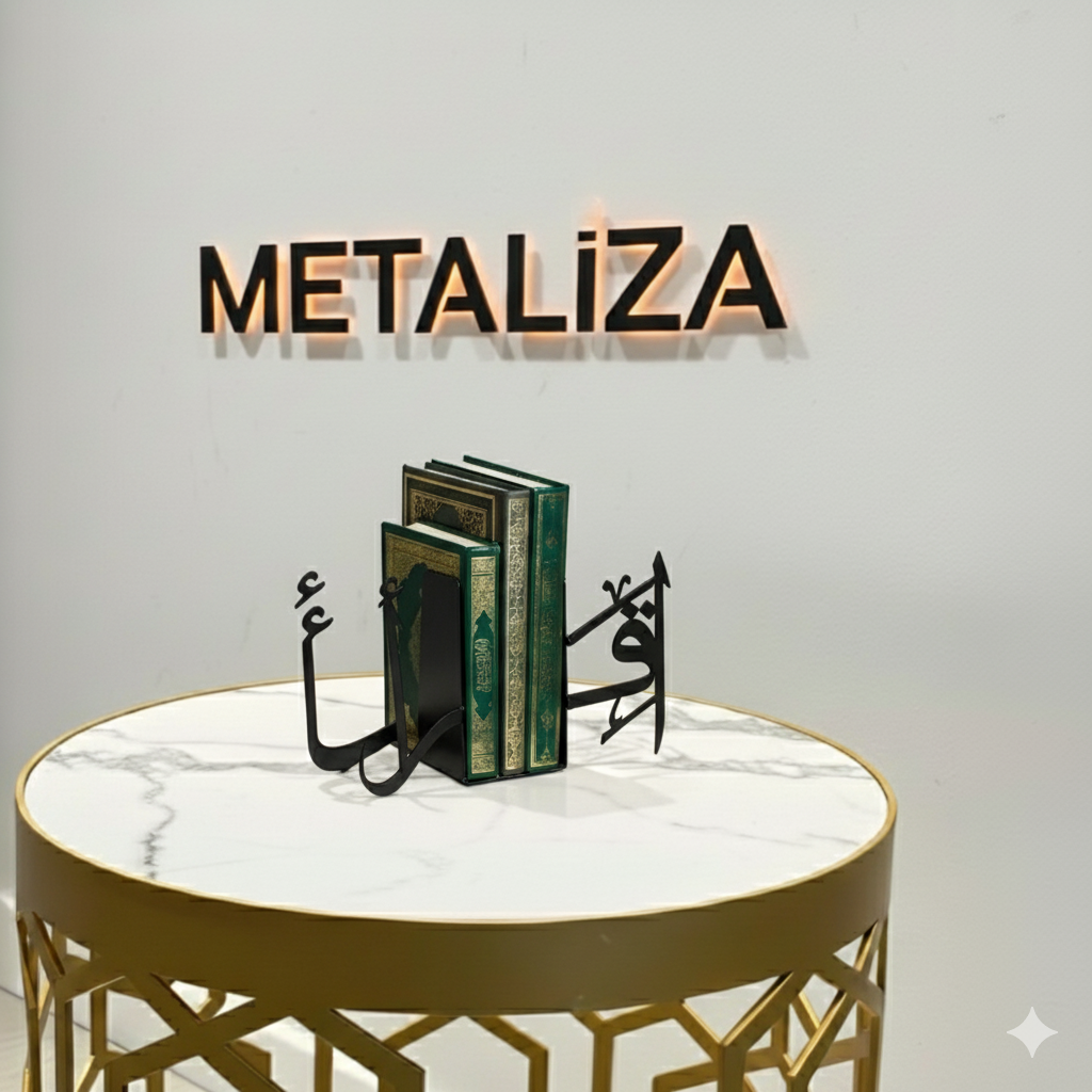 EV VEYA OFİS İÇİN TASARLANMIŞ İSLAMİ DESENLİ METAL KİTAP TUTUCU 2