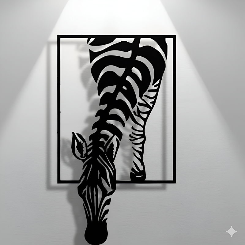 EV VEYA OFİS İÇİN TASARLANMIŞ BÜYÜK BOY ZEBRA DESENLİ METAL TABLO